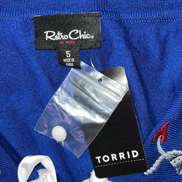 Retro Chic by Torrid NWT 5 Anchor Embroidered Sailor Nautical Sweater Cardigan - Picture 6 of 6